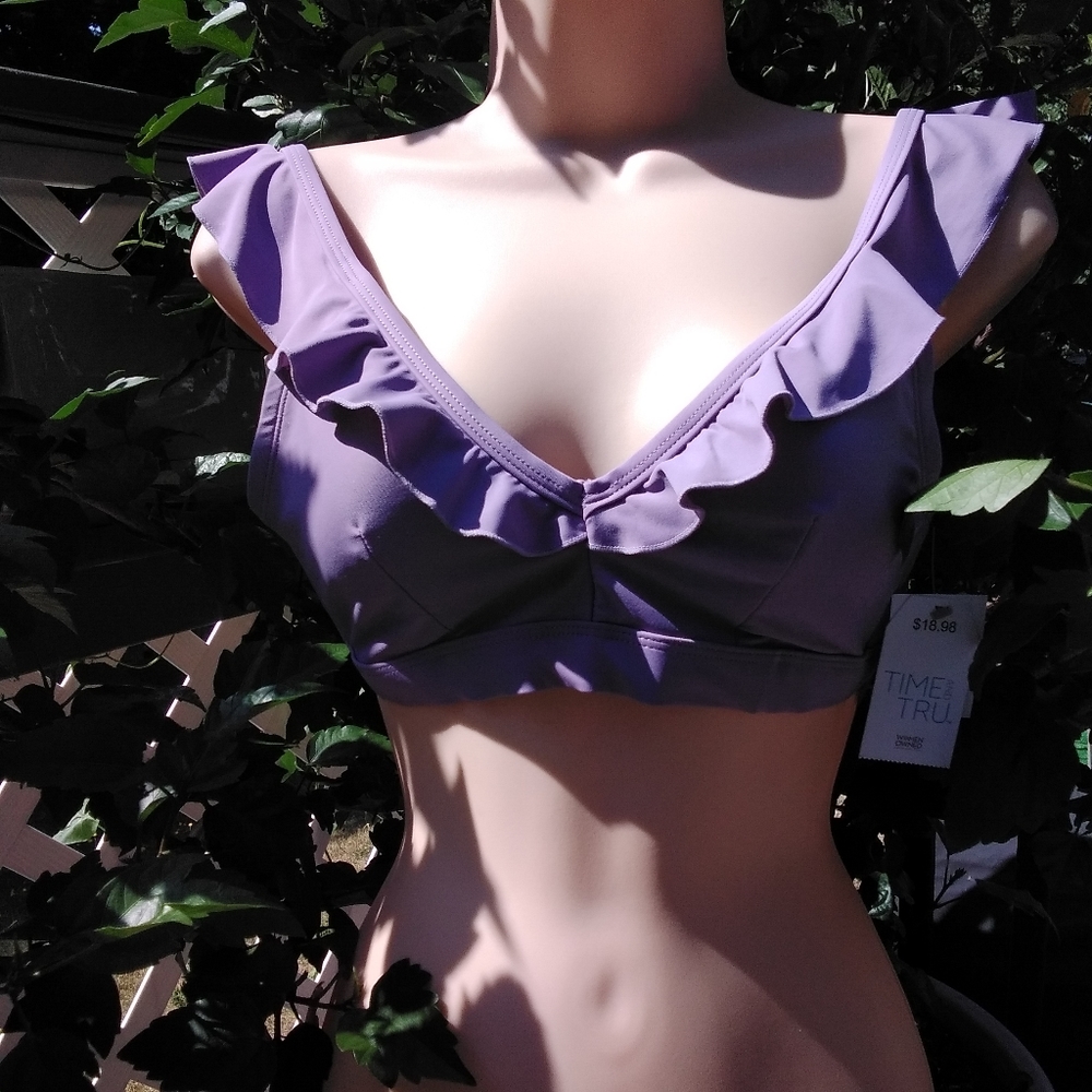 Time And Tru Women's Ruffle Swim Top Sz: S (4-6) - Picture 2 of 5